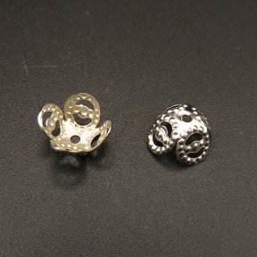 Iron Bead Cap & Cone,Flower,Plating white K Gold,9*4mm,Hole:1mm,about 0.15g/pc,100 pcs/package,XFCC00049bhva-L003