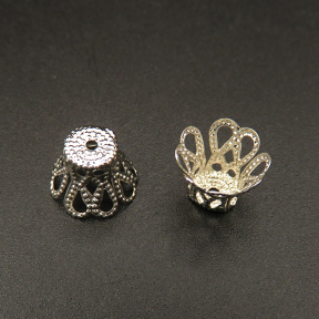 Iron Bead Cap & Cone,Flower,Plating white K Gold,10*7mm,Hole:1mm,about 0.15g/pc,100 pcs/package,XFCC00051aivb-L003