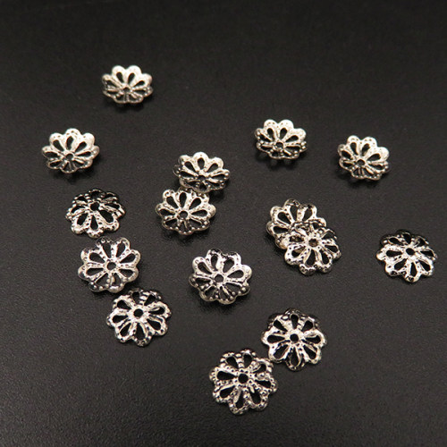 Iron Bead Cap & Cone,Flower,Plating white K Gold,7*1mm,Hole:1mm,about 0.05g/pc,500 pcs/package,XFCC00053baka-L003