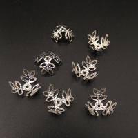 Iron Bead Cap & Cone,Flower,Plating white K Gold,12*5mm,Hole:1mm,about 0.15g/pc,100 pcs/package,XFCC00055aivb-L003