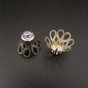 Iron Bead Cap & Cone,Flower,Plating white K Gold,15*11mm,Hole:1mm,about 0.4g/pc,100 pcs/package,XFCC00057ajvb-L003