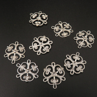 Brass Chandelier Component Links,Clover,Plating white K Gold,17*19mm,Hole:2mm,about 0.4g/pc,100 pcs/package,XFCO01010aivb-L003