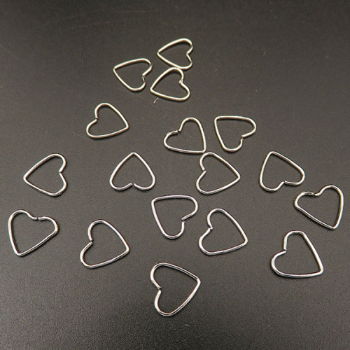 Brass Linking Rings,Heart,Plating white K Gold,10*10mm,about 0.13g/pc,100 pcs/package,XFFO00290bhva-L003