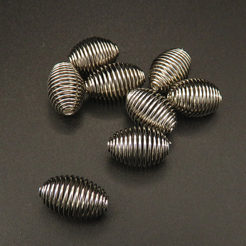 Iron Spring Beads,Oval,Wire Beads,Plating white K Gold,13*9mm,Hole:2mm,about 0.7g/pc,100 pcs/package,XFFO00292ajvb-L003