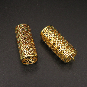 Brass Tube Beads,Long tube,Hollow,Plating Gold,28*10mm,Hole:2mm,about 3g/pc,10 pcs/package,XFFO00302hbab-L003