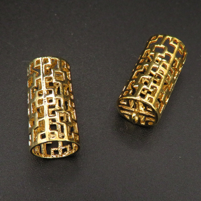 Brass Tube Beads,Long tube,Hollow,Plating Gold,24*10mm,Hole:2mm,about 2g/pc,10 pcs/package,XFFO00304hbab-L003