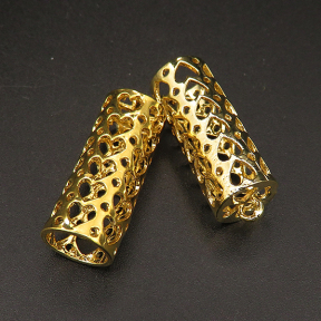 Brass Tube Beads,Long tube,Hollow,Plating Gold,28*10mm,Hole:2mm,about 3g/pc,10 pcs/package,XFFO00306hbab-L003