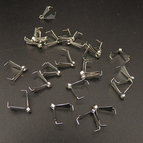 Brass Ice Pick Pinch Bails,Ice Pick & Pinch Bails,Plating white K Gold,9*10mm,Hole:1.5mm,about 0.06g/pc,100 pcs/package,XFPB00049bhva-L003