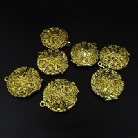 Brass Locket Pendants,Openable Round,Hollow,Plating Gold,32*27*8mm,Hole:2mm,about 5g/pc,10 pcs/package,XFPC00590ibbb-L003