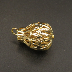 Brass Bead Cage Pendants,Hollow,Purse,Plating Gold,27*12mm,Hole:2mm,about 1g/pc,50 pcs/package,XFPC00602amaa-L003