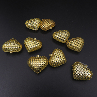 Brass Bead Cage Pendants,Hollow,Heart,Plating Gold,18*20mm,Hole:1mm,about 1g/pc,50 pcs/package,XFPC00604albv-L003