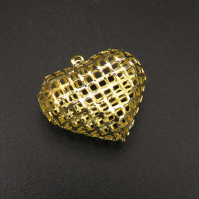 Brass Bead Cage Pendants,Hollow,Heart,Plating Gold,18*20mm,Hole:1mm,about 1g/pc,50 pcs/package,XFPC00604albv-L003