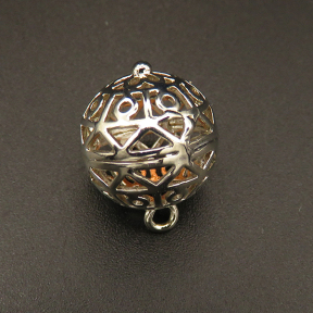 Brass Bead Cage Pendants,Hollow,Ball,Plating white K Gold,18*13mm,Hole:2mm,about 2g/pc,50 pcs/package,XFPC00610hbab-L003