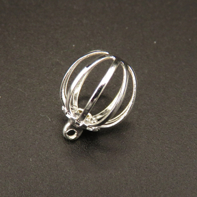 Brass Bead Cage Pendants,Hollow,Ball,Plating silver,14*11mm,Hole:1mm,about 0.6g/pc,50 pcs/package,XFPC00612bobb-L003