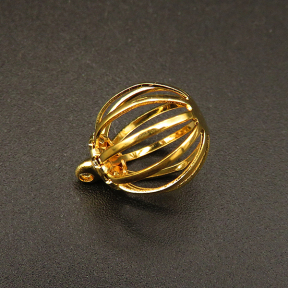 Brass Bead Cage Pendants,Hollow,Ball,Plating Gold,14*11mm,Hole:1mm,about 0.05g/pc,50 pcs/package,XFPC00619bobb-L003