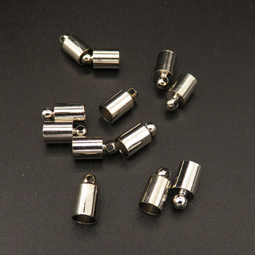 Brass Cord End/Tips,End Caps,Plating white K Gold,10*5mm,Hole:3mm,Hole:1mm,about 0.4g/pc,100 pcs/package,XFT00015vila-L003