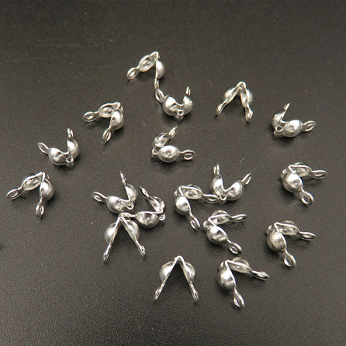 Brass Bead Tips,Clamshell Calottes Crimp End Cap,Plating silver,7*7mm,Hole:1mm,about 0.14g/pc,500 pcs/package,XFT00027aajl-L003