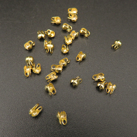 Brass Bead Tips,Clamshell Calottes Crimp End Cap,Plating Gold,4*3mm,Hole:1mm,about 0.02g/pc,1000 pcs/package,XFT00031aaha-L003