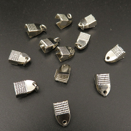 Iron Ribbon Crimp Ends,Rectangle,Plating white K Gold,7*11mm,Hole:1mm,about 0.33g/pc,100 pcs/package,XFT00059aivb-L003