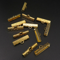 Iron Ribbon Crimp Ends,Rectangle,Plating Gold,15*7mm,Hole:2mm,about 0.74g/pc,50 pcs/package,XFT00063bkab-L003