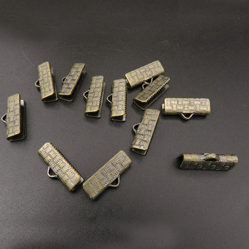 Iron Ribbon Crimp Ends,Rectangle,Bronze,15*7mm,Hole:2mm,about 0.74g/pc,50 pcs/package,XFT00065bkab-L003