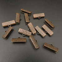 Iron Ribbon Crimp Ends,Rectangle,Bronze,15*7mm,Hole:2mm,about 0.74g/pc,50 pcs/package,XFT00067bkab-L003