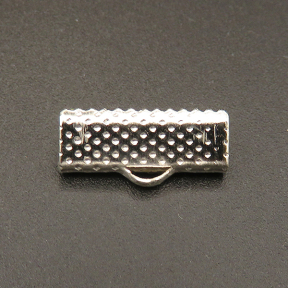 Iron Ribbon Crimp Ends,Rectangle,Plating white K Gold,16*7mm,Hole:2mm,about 0.6g/pc,50 pcs/package,XFT00069ajvb-L003
