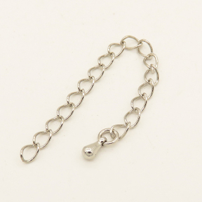 Brass Ends with Chain,Drop,Plating White K Gold,70*3mm,about 0.7g/pc,100 pcs/package,XFC00041amaa-L003