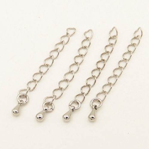 Brass Ends with Chain,Drop,Plating White K Gold,35*3mm,about 0.4g/pc,100 pcs/package,XFC00043amaa-L003