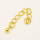 Brass Ends with Chain,Drop,Plating Gold,35*3mm,about 0.4g/pc,100 pcs/package,XFC00046ajvb-L003