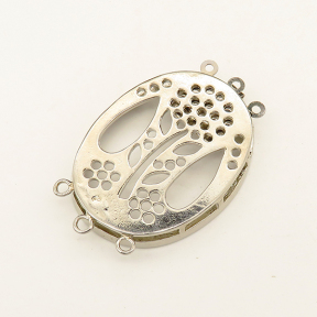 Brass Links,Flowers,Oval,Plating White K Gold,32*47mm,Hole:2mm,about 10g/pc,10 pcs/package,XFCO01028ibbb-L003