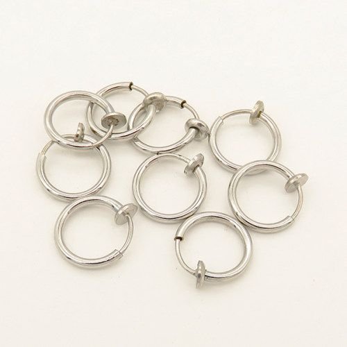 Brass Clip-on Earring Findings,Circle,Plating White K Gold,11*12mm,Thick:1.5mm,about 0.3g/pc,50 pcs/package,XFE00063amaa-L003
