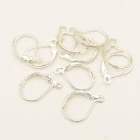 Brass Leverback Earring Findings,With Loop,Plating silver,10*15mm,Thick:0.8mm,Hole:1.5mm,about 0.3g/pc,100 pcs/package,XFE00077aivb-L003