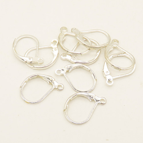 Brass Leverback Earring Findings,With Loop,Plating silver,10*15mm,Thick:0.8mm,Hole:1.5mm,about 0.3g/pc,100 pcs/package,XFE00077aivb-L003
