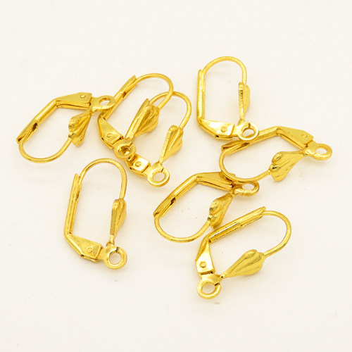 Brass Leverback Earring Findings,With Loop,Plating Gold,9*7mm,Thick:0.8mm,Hole:2mm,about 0.6g/pc,100 pcs/package,XFE00081aivb-L003