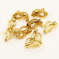 Brass Clip-on Earring Findings,With Loop,Plating Gold,6*12mm,Hole:2mm,about 0.6g/pc,100 pcs/package,XFE00083aivb-L003
