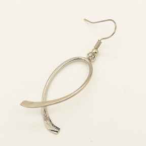 Brass Earring Hooks,Fish,Plating White K Gold,15*37mm,Thick:0.6mm,Needle:1mm,about 1.5g/pc,50 pcs/package,XFE00085bnbb-L003