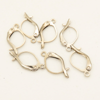 Brass Leverback Earring Findings,With Loop,Plating White K Gold,9*17mm,Hole:1.5mm,about 0.4g/pc,100 pcs/package,XFE00099aivb-L003