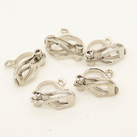 Brass Clip-on Earring Findings,With Loop,Plating White K Gold,6*12mm,Hole:1.5mm,about 0.5g/pc,100 pcs/package,XFE00101aivb-L003