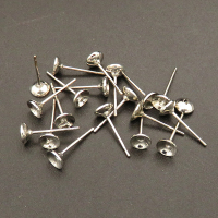 Brass Stud Earring Findings,Cone,Plating White K Gold,5*13mm,Needle:0.8mm,Hole:1mm,about 0.1g/pc,100 pcs/package,XFE00113vila-L003