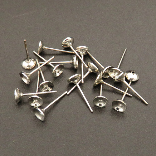 Brass Stud Earring Findings,Cone,Plating White K Gold,5*13mm,Needle:0.8mm,Hole:1mm,about 0.1g/pc,100 pcs/package,XFE00113vila-L003