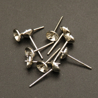 Brass Stud Earring Findings,Cone,Plating White K Gold,5*13mm,Needle:0.8mm,Hole:1mm,about 0.1g/pc,100 pcs/package,XFE00115vila-L003