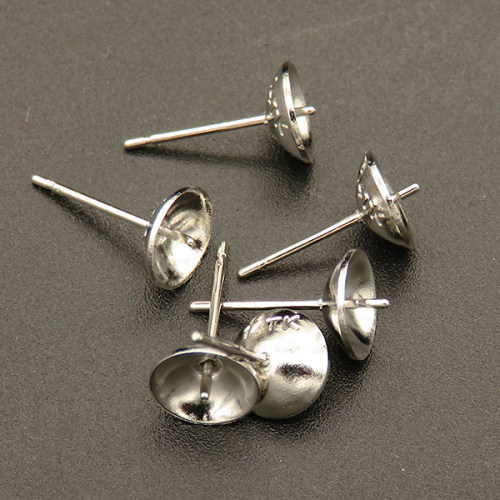 Brass Stud Earring Findings,Cone,Plating White K Gold,7*13mm,Needle:0.8mm,about 0.2g/pc,100 pcs/package,XFE00119ajlv-L003