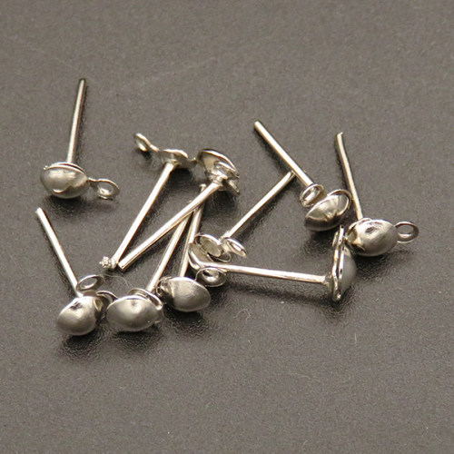 Brass Stud Earring Findings,Bead Tips,Plating White K Gold,4*12mm,Needle:0.8mm,Hole:1mm,about 0.08g/pc,100 pcs/package,XFE00129bhva-L003