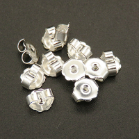 Brass Ear Nuts,Earring Backs,Plating silver,5*6mm,Hole:0.8mm,about 0.1g/pc,500 pcs/package,XFE00137avja-L003