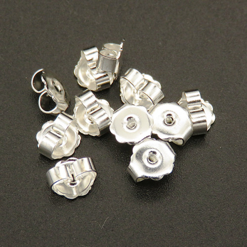 Brass Ear Nuts,Earring Backs,Plating silver,5*6mm,Hole:0.8mm,about 0.1g/pc,500 pcs/package,XFE00137avja-L003