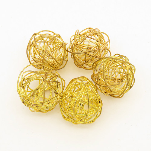 Brass Wire Beads,Ball,Hollow,Plating Gold,20*20mm,about 1.6g/pc,10 pcs/package,XFFO00312hbab-L003