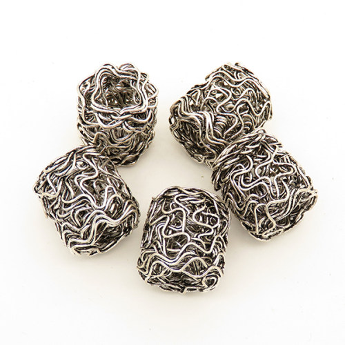 Brass Wire Beads,Column,Hollow,Plating White K Gold,18*20mm,about 5.2g/pc,10 pcs/package,XFFO00314hlbb-L003