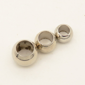 Brass Crimp Beads,Round,Plating White K Gold,4x6mm,Hole:4mm,about 0.4g/pc,100 pcs/package,XFFO00316bbov-L003