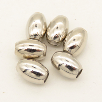 Brass Tube Beads,Rice Beads,Plating White K Gold,6*10mm,Hole:3mm,about 0.4g/pc,100 pcs/package,XFFO00324ahlv-L003